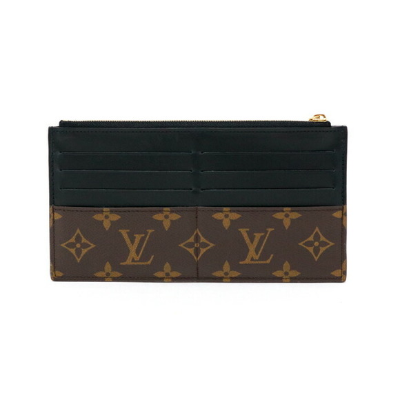 Louis Vuitton Slim Leather Coin Case Card Long Wallet Brown Black - Picture 3 of 9